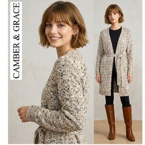 RW&Co. (Camber & Grace) - Long open knit confetti cotton blend cardigan